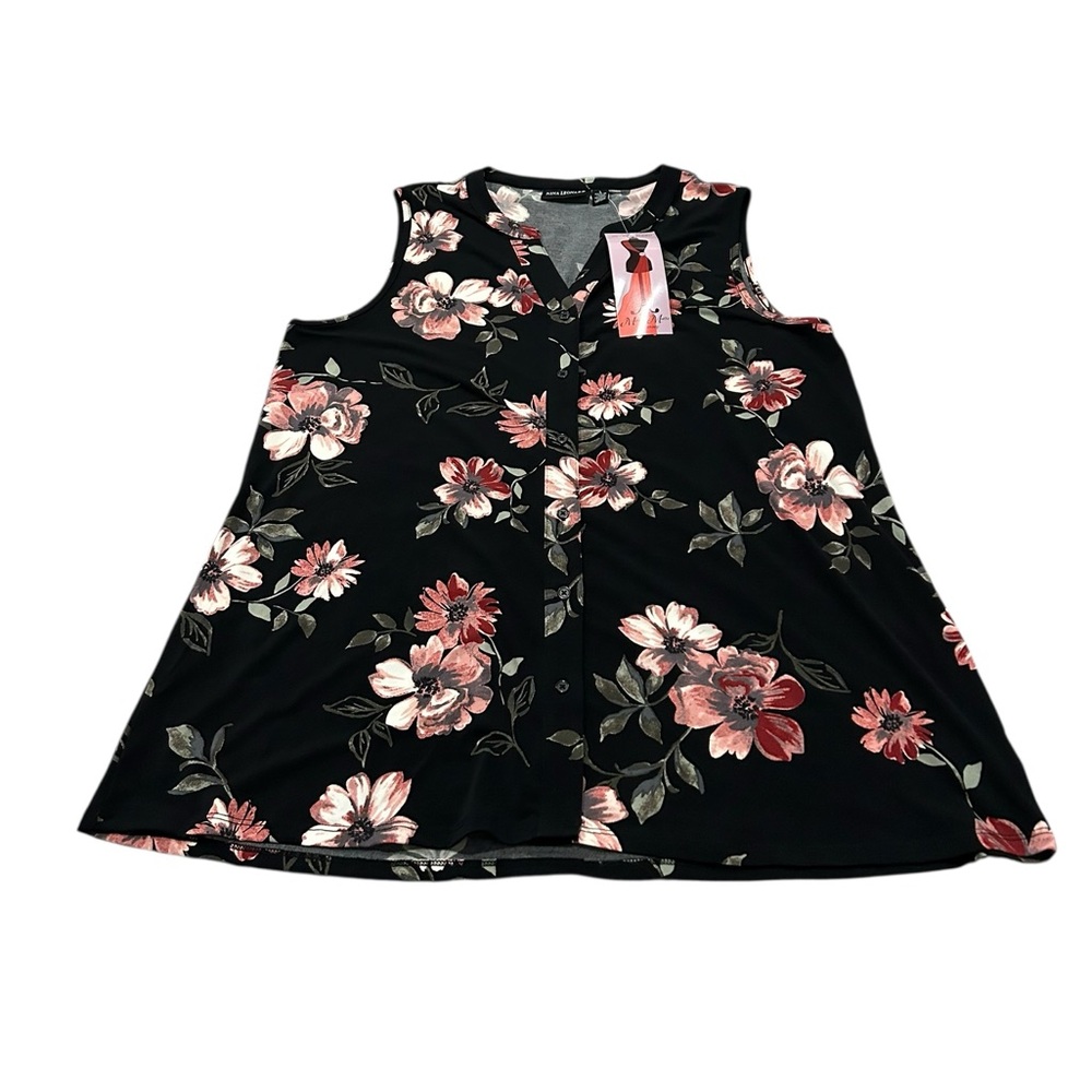 NINA LEONARD sleeveless floral blouse nwt